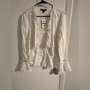 INC International Concepts Frayed White Blouse